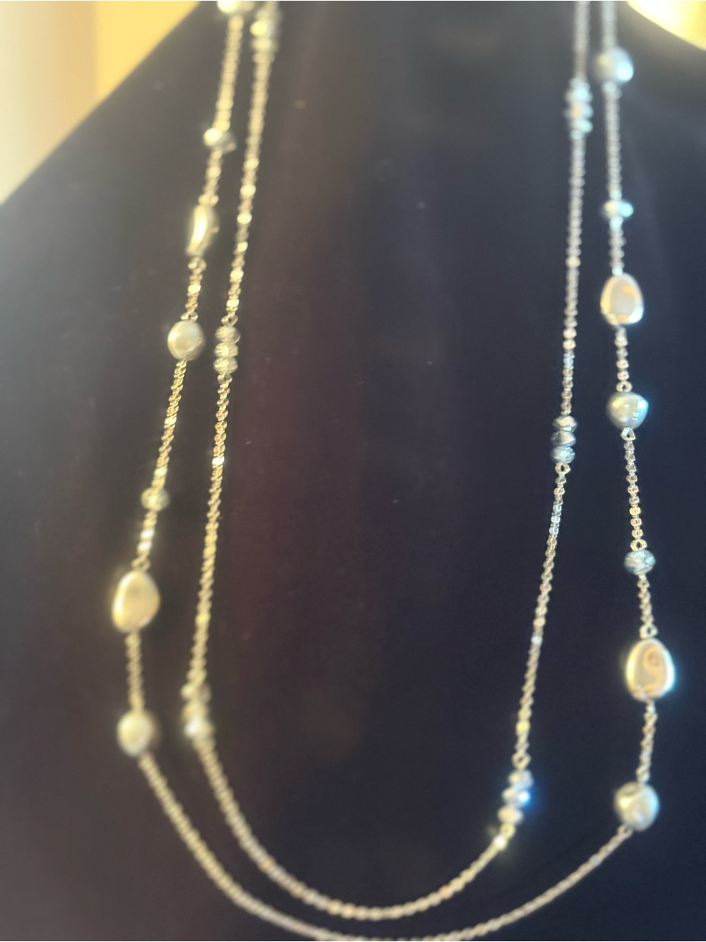 Delicate Silver Beaded Layered Necklace - Silver